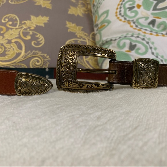 Floral Three tone leather Brighton belt - Picture 5 of 12